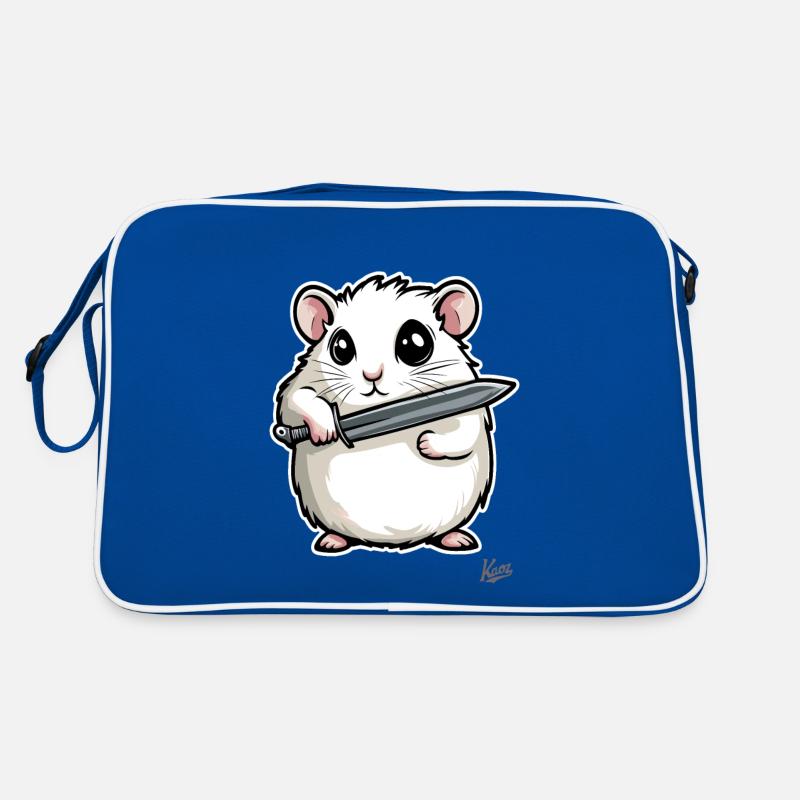 Lustiger Hamster mit Messer Retro Tasche