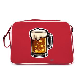 Pixel Bierkrug mit Schaum - Retro Tasche - Rot/Weiß - Hinten