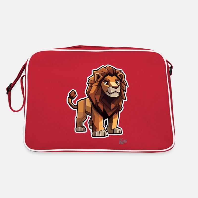 Starker Pixel-Löwe - Retro Tasche - Rot/Weiß