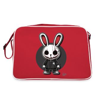 Lapin crâne de dessin animé effrayant - Sac Retro - rouge/blanc - Dos