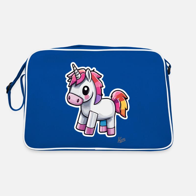 Funny and cute pixel unicorn rainbow Retro Bag