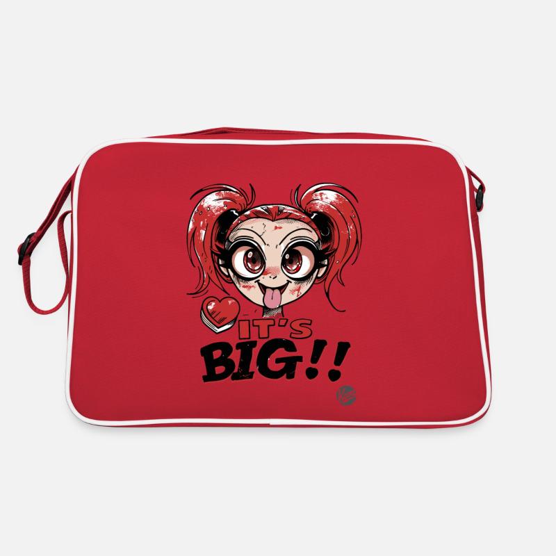 Cartoon-Mädchen mit Liebe zu großen Dingen Retro Tasche