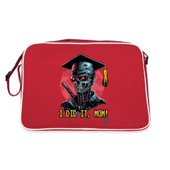 Super-Cyborg : Diplômée, merci maman - Sac Retro - rouge/blanc - Dos
