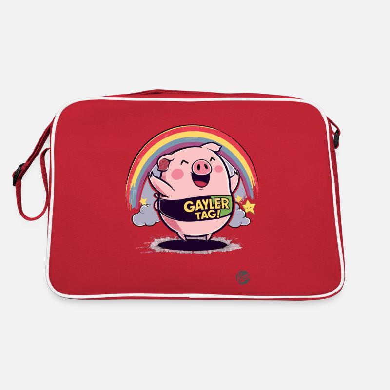 Journée avec le cochon arc-en-ciel rose Sac Retro