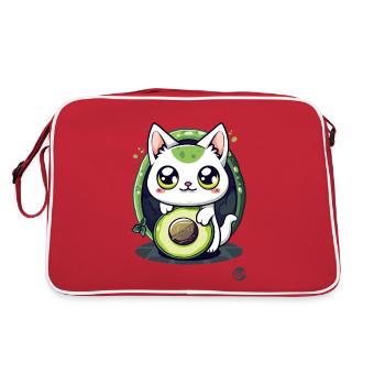 Avocato: Die süßeste Katze trifft Avocado - Retro Tasche - Rot/Weiß - Hinten