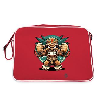 Angry Mayan Aztec Jungle Tiki God - Retro Bag - red/white - Back