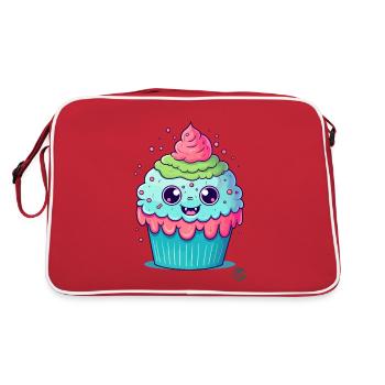 Überdosis Niedlichkeit - Süßestes Cupcake - Retro Tasche - Rot/Weiß - Hinten
