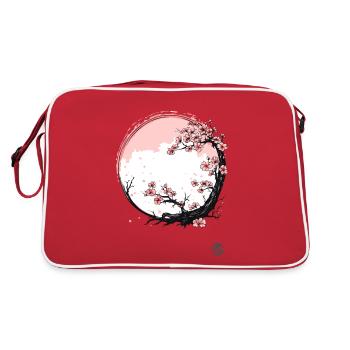 Japanese cherry blossoms - Retro Bag - red/white - Back