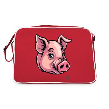 Funny Pink Pig - Retro Bag - red/white - Back