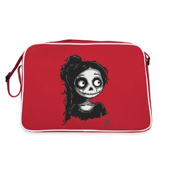 Jolie fille squelette dans un style de dessin animé effrayant - Sac Retro - rouge/blanc - Dos