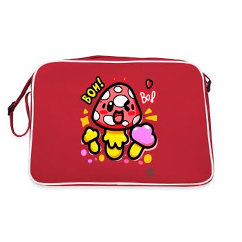 Drôles de champignons kawaii colorés - Sac Retro - rouge/blanc - Dos