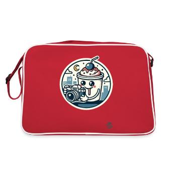 Süßes Eiscreme Design "Foto Spaß" Kawaii Stil - Retro Bag - red/white - Back