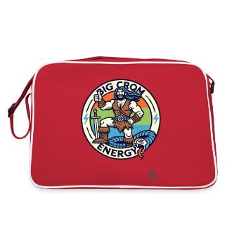 Daumen hoch vom Schwert-Barbar. Große Crom Energie - Retro Tasche - Rot/Weiß - Hinten