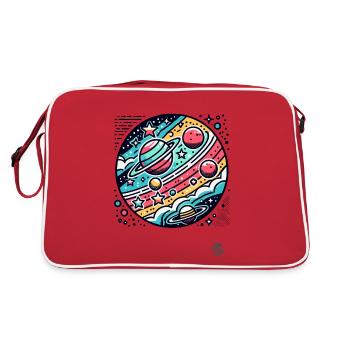 Retro Cartoon Space and Planets - Retro Bag - red/white - Back