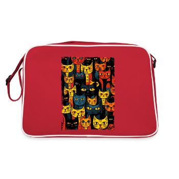 Gathering of artistic street cats - Retro Bag - red/white - Back
