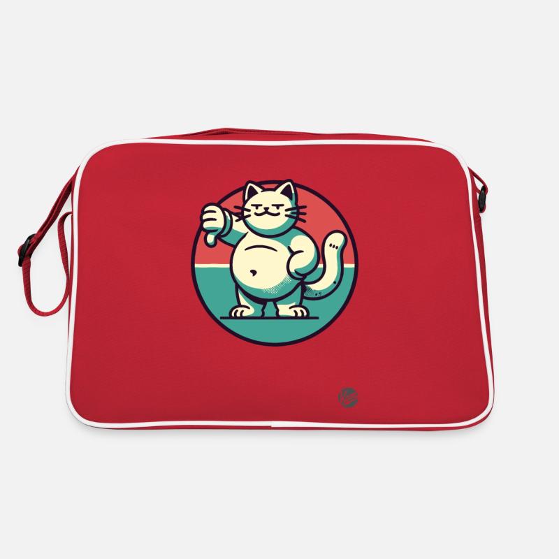 Fat cat with thumbs down Retro Bag