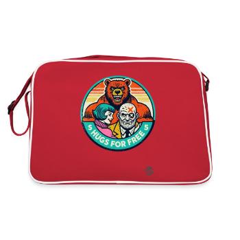 Hugs for free from hard bodybuilder bear - Retro Bag - red/white - Back