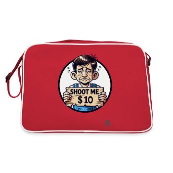 Parody: in overalls, Shoot Me for $10 - Retro Bag - red/white - Back