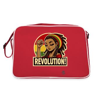 Rasta-Mädchen: Rastafari Revolution - Retro Tasche - Rot/Weiß - Hinten