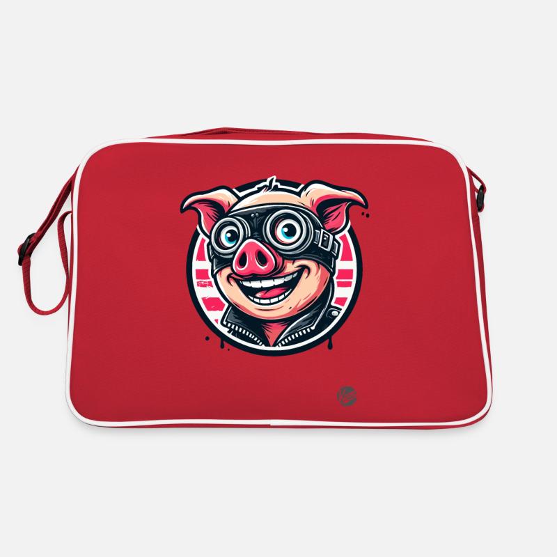Old School Motorcycle Biker Pig Retro Bag