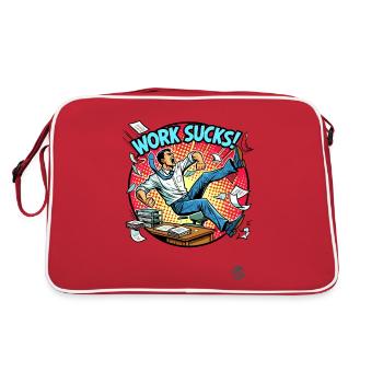 Humour au bureau : le travail est ennuyeux - Sac Retro - rouge/blanc - Dos
