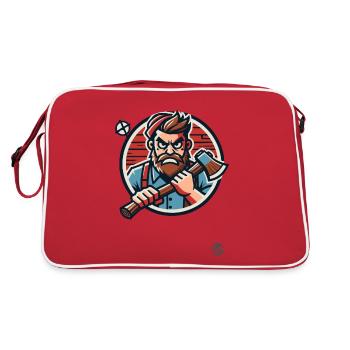 Bûcheron sauvage fou avec hache - Sac Retro - rouge/blanc - Dos