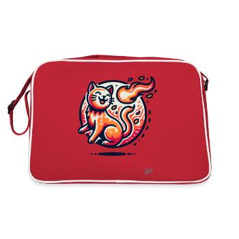 Des flammes et un chat qui saute - Sac Retro - rouge/blanc - Dos