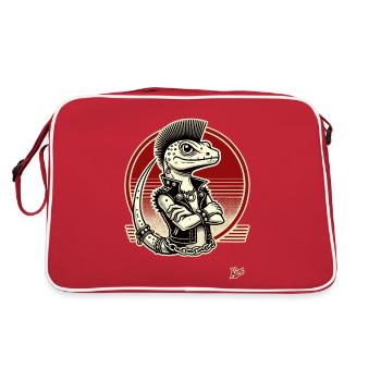 Gecko Echse Punk - Retro Tasche - Rot/Weiß - Hinten