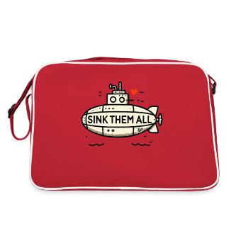 Versenke sie alle U-Boot - Retro Tasche - Rot/Weiß - Hinten