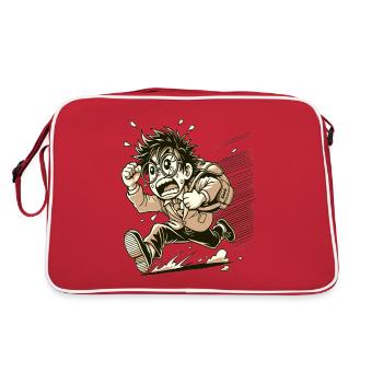 Japanischer nerdiger wütender Otaku - Retro Tasche - Rot/Weiß - Hinten