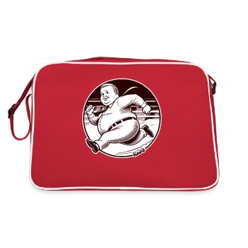 Chubby retro man running - Retro Bag - red/white - Back