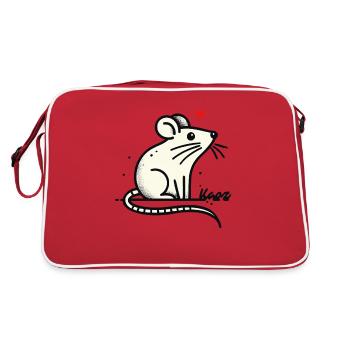 Cute loving mouse with heart - Retro Bag - red/white - Back