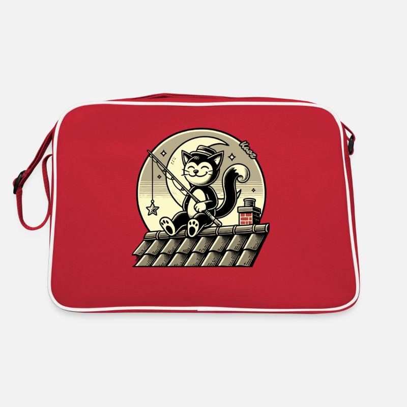 Étoiles de pêche au chat sur le toit Sac Retro