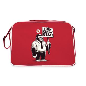 Braver Gorilla mit Schild: Sie wissen es besser! - Retro Tasche - Rot/Weiß - Hinten