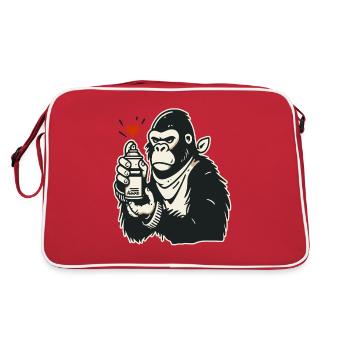 Graffiti Street Art Gorille avec Bombe aérosol - Sac Retro - rouge/blanc - Dos