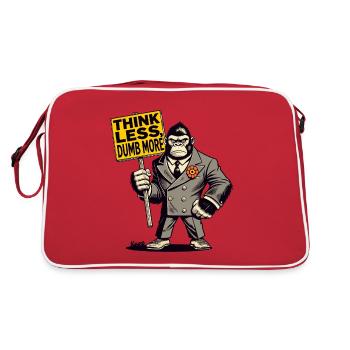 Weniger denken, mehr dümmer Gorillaim Anzug - Retro Tasche - Rot/Weiß - Hinten