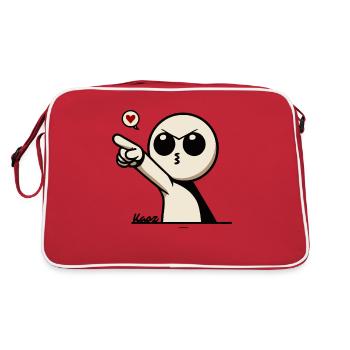 Mignon dessin animé homme avec coeur - Sac Retro - rouge/blanc - Dos