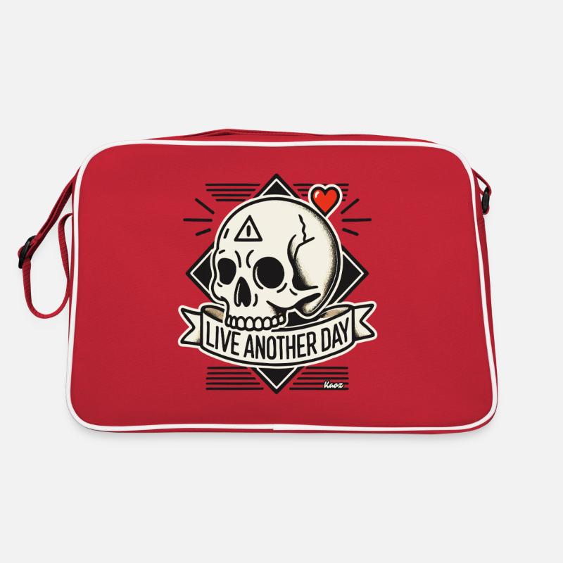 Totenkopf mit Herz: Lebe einen weiteren Tag Retro Tasche