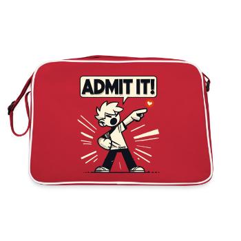 Gib es zu! Freche Ansage vom Retro Junge - Retro Tasche - Rot/Weiß - Hinten