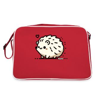 Stachelig süß, ein Igel mit Herz - Retro Tasche - Rot/Weiß - Hinten
