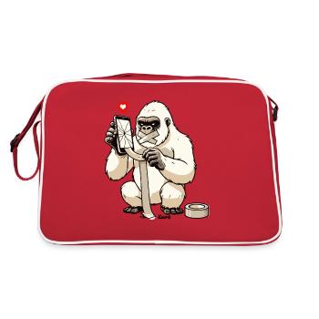 Le gorille blanc répare un téléphone portable cassé - Sac Retro - rouge/blanc - Dos