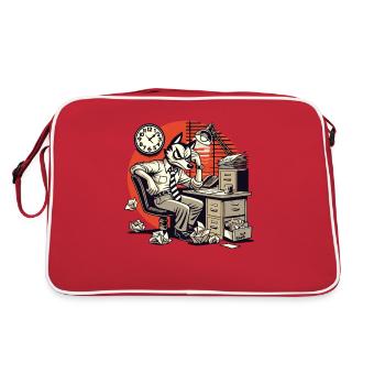 Annoyed in the office Wolf in a suit retro design - Retro Bag - red/white - Back