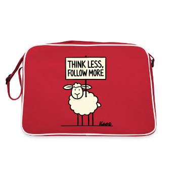 Protest Schaf: weniger denken, mehr folgen - Retro Tasche - Rot/Weiß - Hinten
