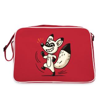 Frecher Fuchs im Cartoon Stil - Retro Tasche - Rot/Weiß - Hinten