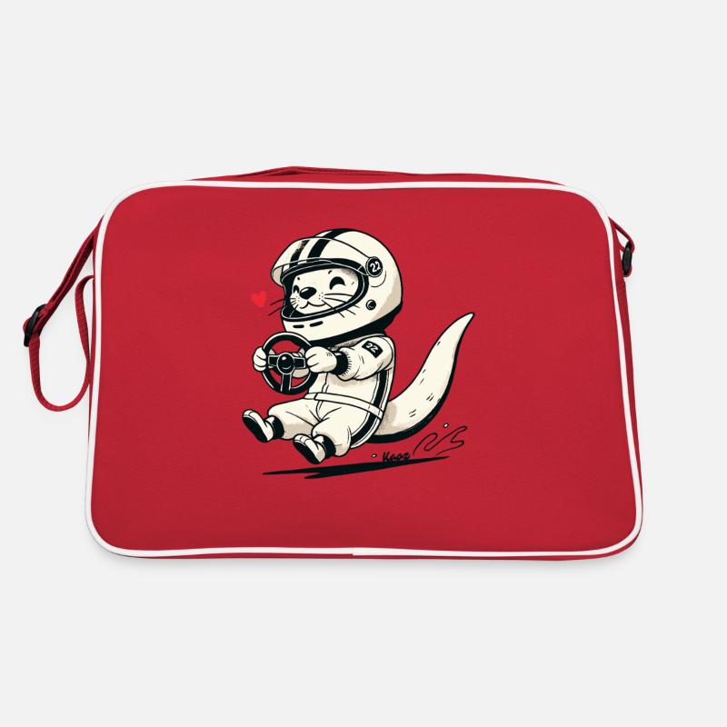 An otter as a racing car driver Retro Bag