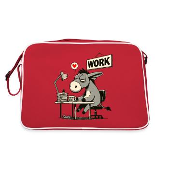 âne de bureau fatigué au travail au bureau - Sac Retro - rouge/blanc - Dos