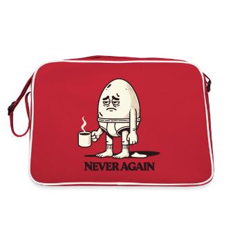 Tired Morning Egg with Coffee – "Never Again" - Retro Bag - red/white - Back