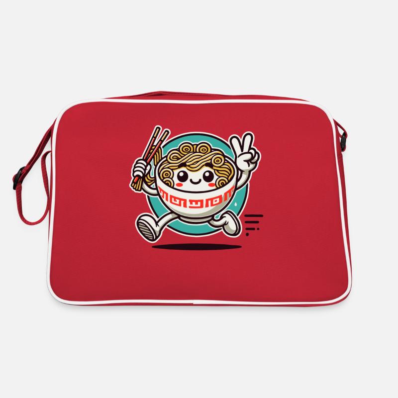 Bol de ramen en cours d’exécution avec signe de paix Sac Retro