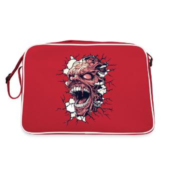 Monster Breaks Through the Wall – Horror Design - Retro Bag - red/white - Back