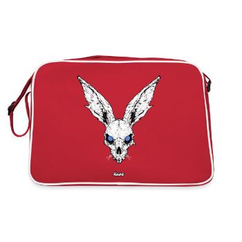 Lapin crâne foncé aux yeux bleus - Sac Retro - rouge/blanc - Dos
